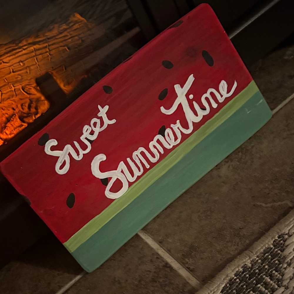 Sweet Summertime Watermelon Sign - Red & Green Decorative Plaque